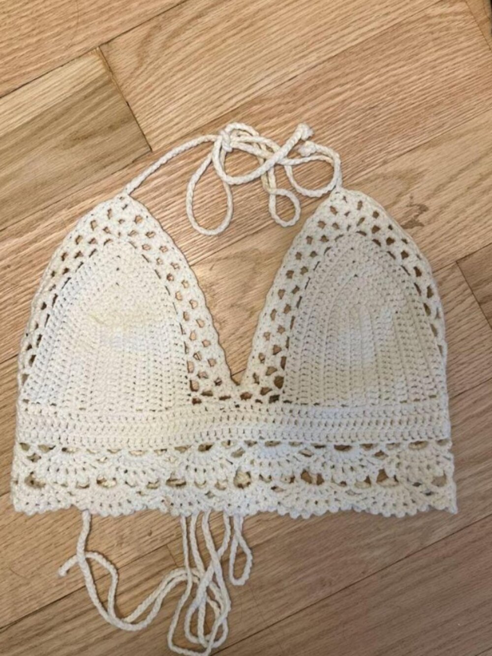 Lulus white crochet halter low back top
